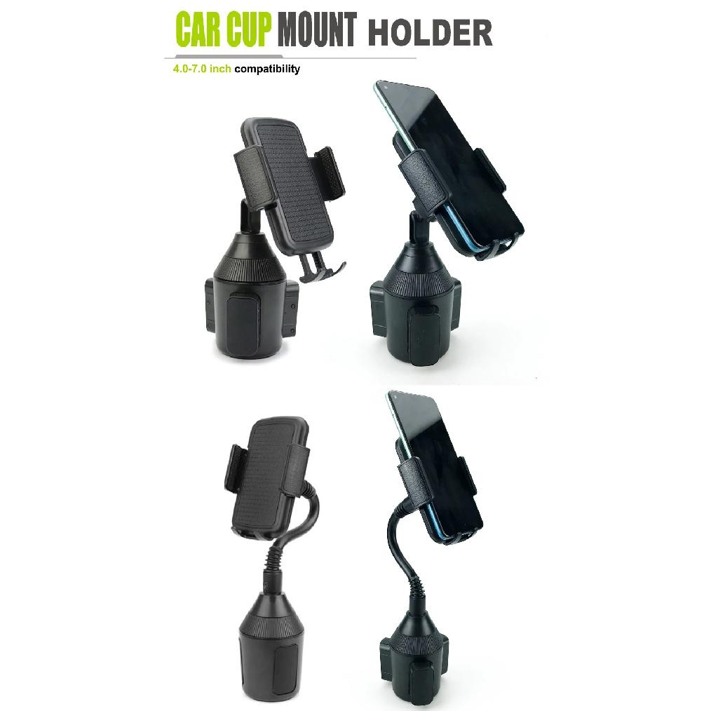 Universal Car Cup Holder Adjustable Mobile Phone Mount Stand Compatible with Huawei Samsung iPhone - Vehicle Clip-On Support