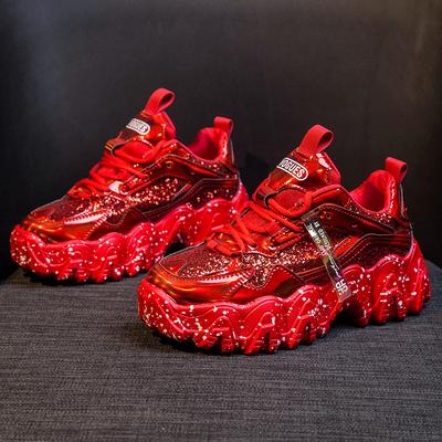 Модная женская спортивная обувь Удобная Глянцевая Толстая подошва Спортивная обувь Идеально подходит для повседневной носки и занятий спортом