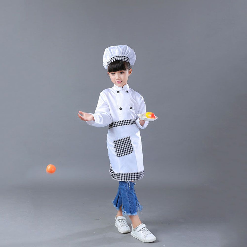Kitchen Hat Top apron Cosplay Costume Cook Tshirt Children Chef Costume Set Halloween Decoration