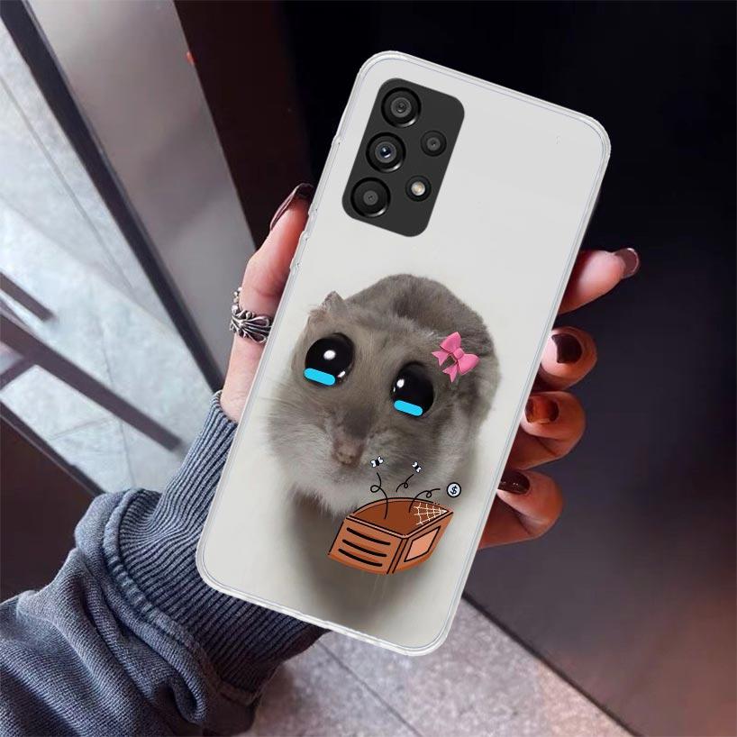 Funny Sad Hamster Meme Phone Case For Samsung Galaxy A12 A52S A42 A32 A22 A51 A50 Note 20 Ultra 10 S10 Plus A71 A70 A31 A30 A10S