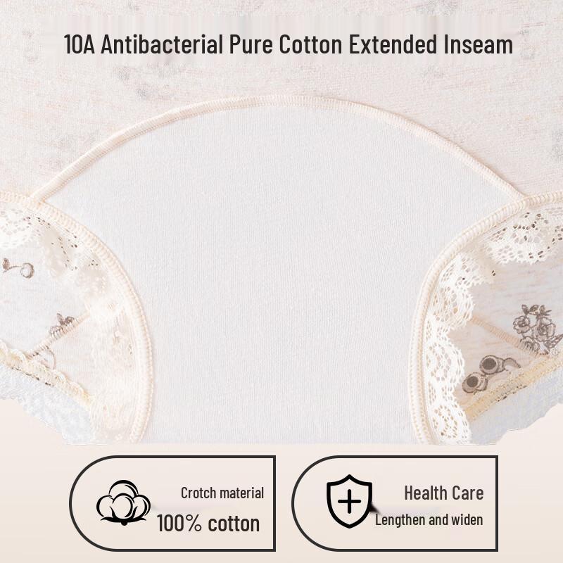 Women's Antibacterial Modal Cotton Floral Lace Mid-Waist Boxer Briefs