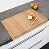 Relaxdays planche à découper en bambou, design élégant, h x l x p : env. 5 x 56 x 38 cm, pour la cuisine, nature