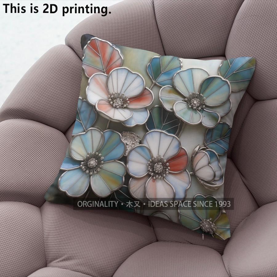 Vintage Enamel Floral Pillow Covers Pattern Cushion Cover Suitable for Sofa Bedroom Car Pillow Cover