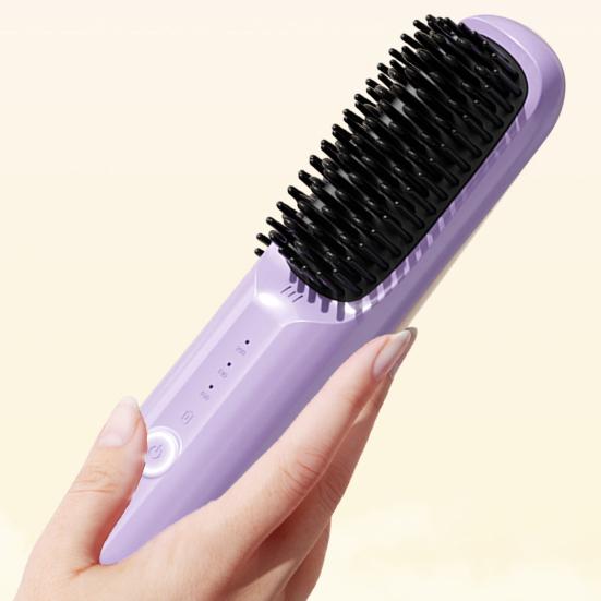 Cordless Hair Straightener Brush 3 Temp Adjustable Fast Heating USB Rechargeable Portable Negative