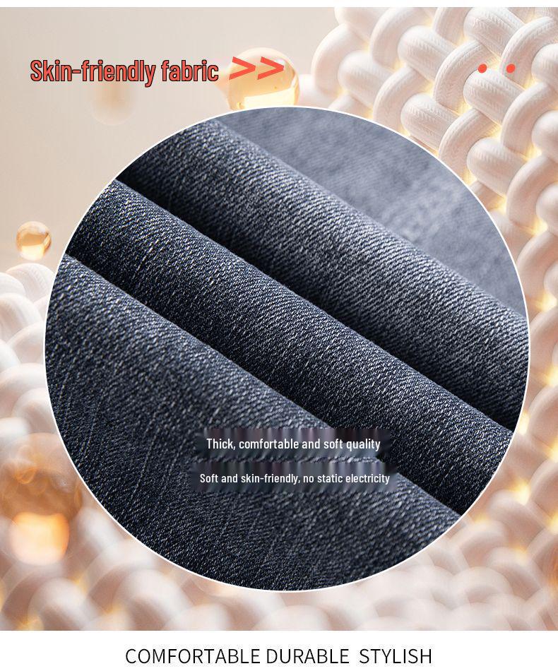 Men's Slim Fit Straight Leg Jeans - Whiskered Washed Long Pants for Autumn/Winter 2025