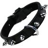 Collar - GLORIA - Spiked Skin - Black Leather - Adjustable Buckle - D-Ring