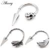 Alisouy 1PC Stainless Steel Skull Dragon Hand Spike Rivet Women Men Ear Stud Earrings Cartilage Tragus Helix Pierceing Jewelry