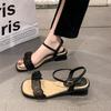 Сандалии женские лето 2025 года, новое модное слово со средним каблуком, толстый каблук, стиль феи с юбкой, римские женские туфли