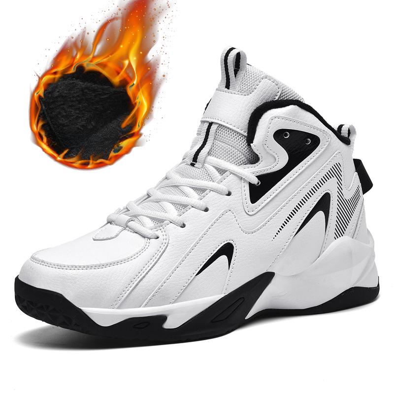 Мужские кожаные кроссовки с высоким верхом для баскетбола, осенне-зимние, нескользящие, для тренировок, спортивная обувь, повседневные, дышащие, теннисные туфли