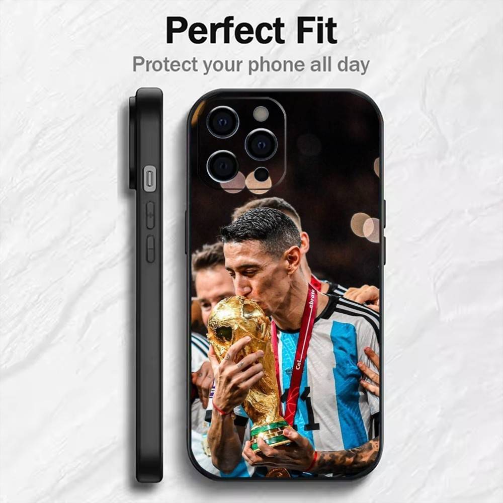 A-Ангел Ди М-Мария Футбольная Звезда Чехол для Телефона Для iPhone17,16,15,14,13,12 Plus,Max Мягкий Силиконовый Черный Чехол