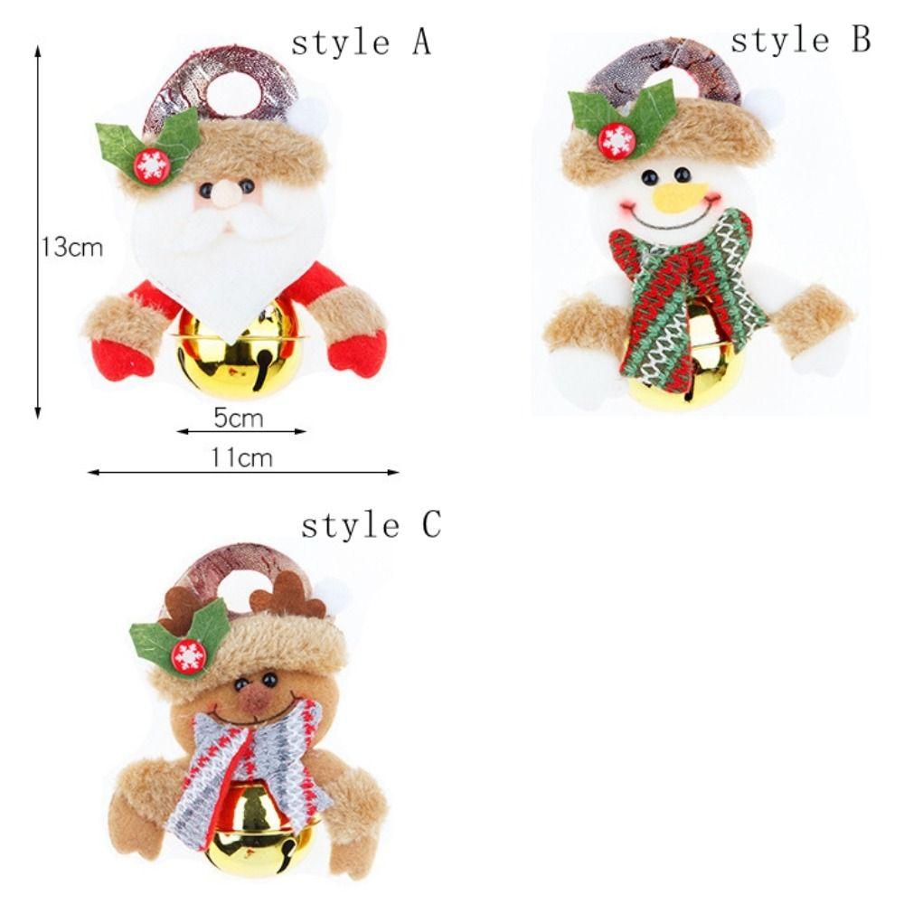 4Pcs Soft Christmas Tree Pend Round Bell Santa Ornaments Xmas Bell Hanging Ornaments  Kids Toys