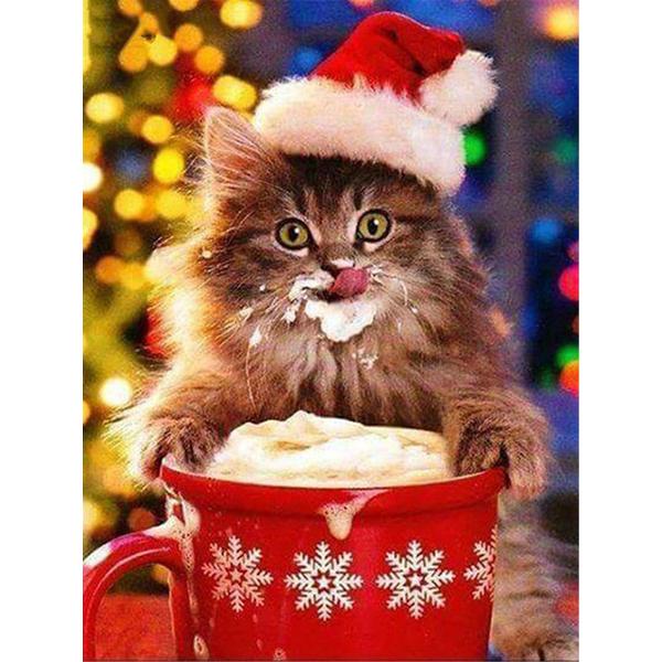 5D алмазная живопись животное кошка Алмазная вышивка Рождественский кот вышивка крестиком горный хрусталь картина мозаика набор Рождественский домашний декор