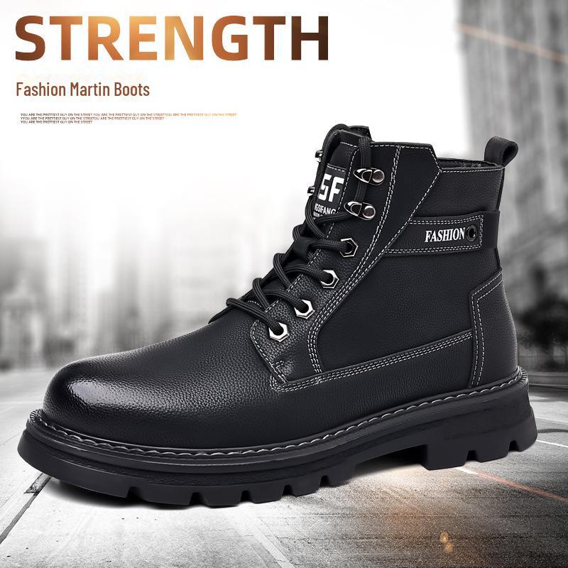 Мужские высокие кожаные хлопковые ботинки Northeast — теплые, с бархатной подкладкой для работы на открытом воздухе осенью/зимой и занятий альпинизмом.