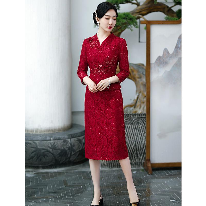 Элегантный свекровь-ципао - свадебное банкетное платье 2025 года, размер плюс, элитный стиль для весны