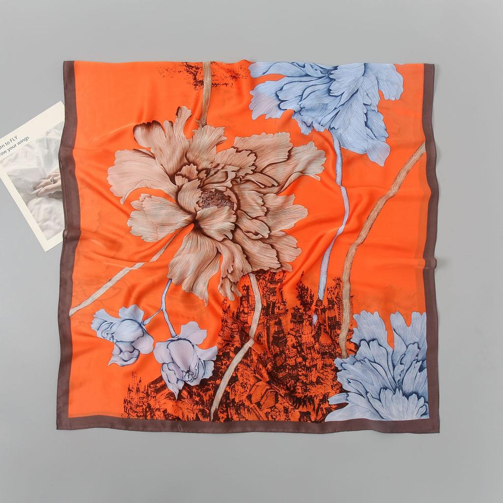 Simple Fashion Celebrity Style Plants Peony Flowers Women's Seaside Holiday Shawl Travel Sun Shading Sarongs