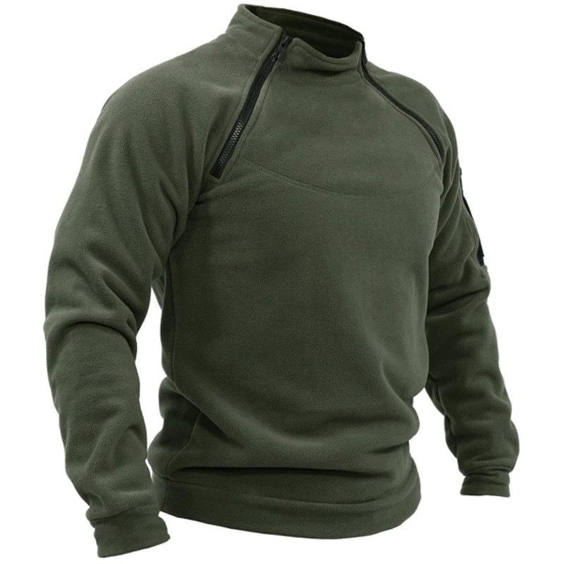 Stand Collar Men's Hoodie Autumn and Winter Warm Loose Solid Color Outdoor Warm Breathable Tactical Men's Wear