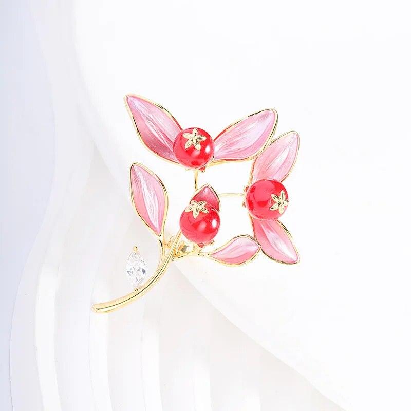 Элегантные броши с фруктами и растениями для женщин, модный дизайн, эмалированное платье с красными цветами, Cheongsam, аксессуары, булавки, модный корсаж, подарок