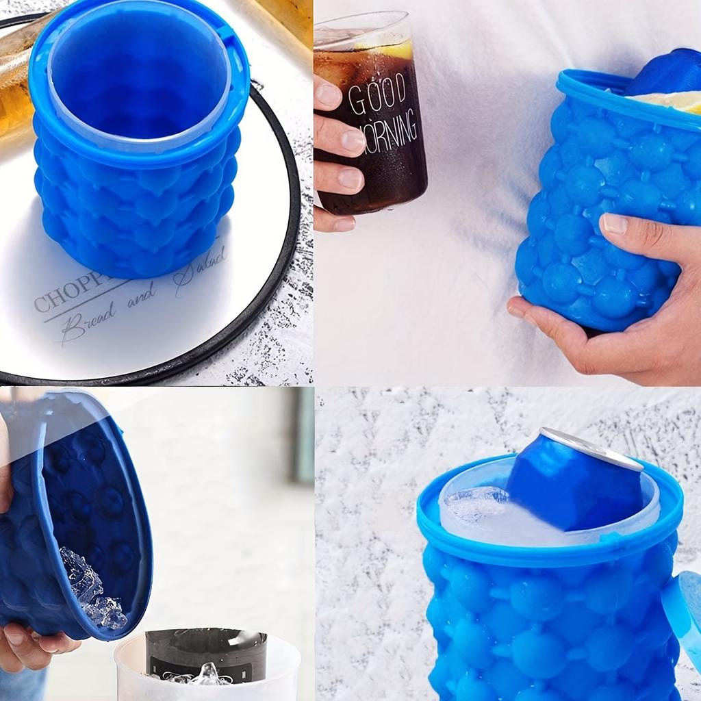 2-in-1 Silicone Bucket Ice Cube Maker Easy Freezing and Serving Perfect for Bars Clubs Essential Drinkware Kitchen Accessories