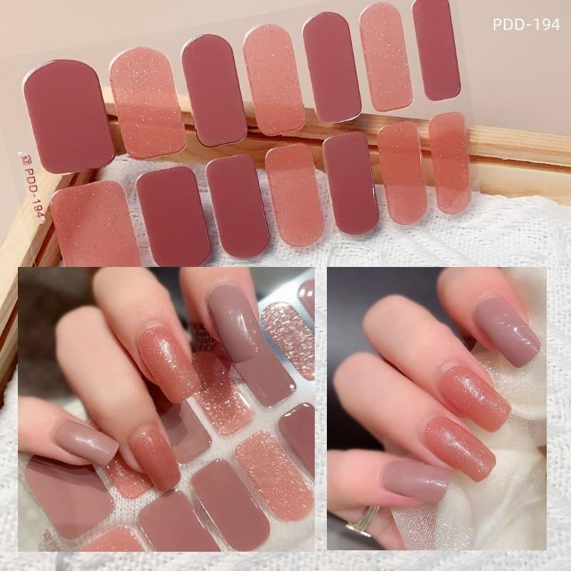 60 стилей DIY полуотвержденные гелевые наклейки для ногтей долговечные однотонные свежие цветы весной полоски для ногтей патч-слайдер наклейка с полным покрытием