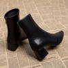 Fashion Winter Sexy Chelsea Boots Pointed Tip Thick Heel Back Zipper Middle Follow Women Shoes Microfiber Leisure Comfortable Smooth