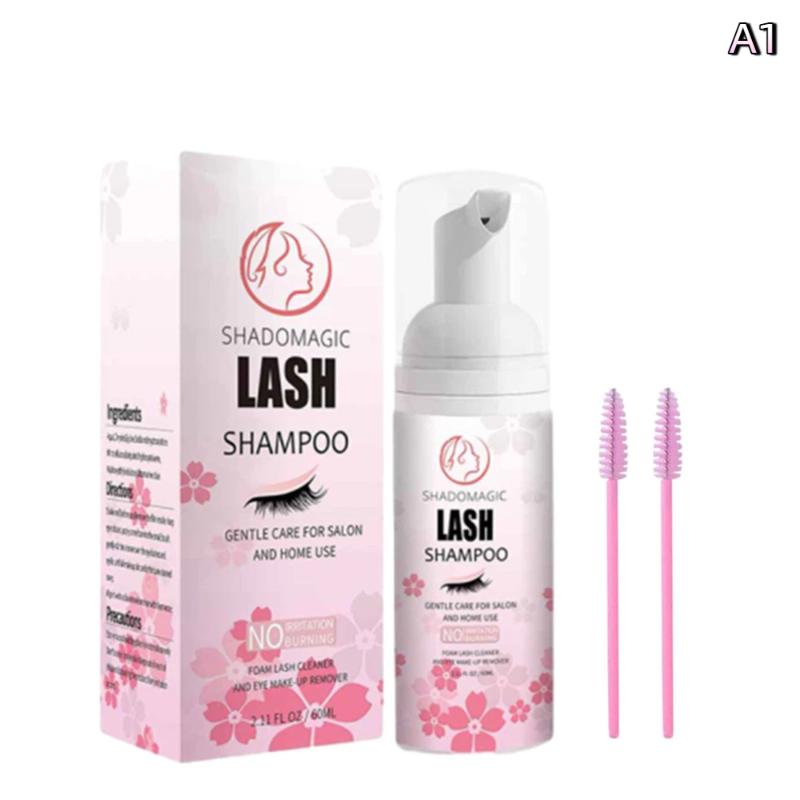 Lash Shampoo 60ML Eyelash Fast Cleaning Foam Mascara Wand Oil Free Deep Clean Lash Extensions Remover For Salon