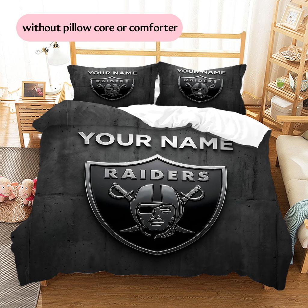 Custom Name,Las Vegas Raiders Pattern Bedding Home Decoration Birthday Gift ( 1 duvet cover + 2 pillowcase, without core),fan merchandise.