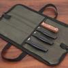 Camping Knife Roll Bag Waxed Canvas Outdoor Picnic Utensil Organizer Portable Knife Carrier