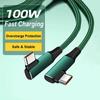 90 Degree 20V 5A Double Elbow QC4.0 Fast Charging PD 100W USB-C Data Cord Type C Cable