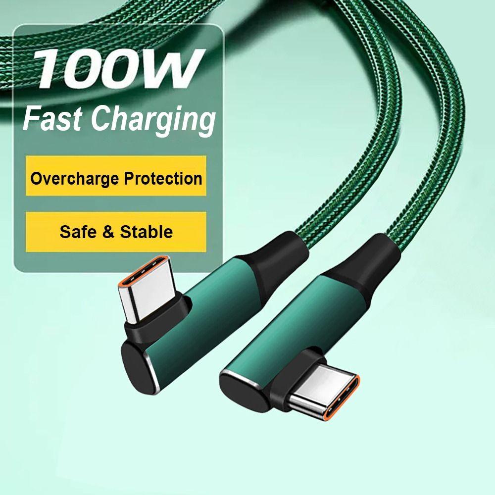 90 Degree 20V 5A Double Elbow QC4.0 Fast Charging PD 100W USB-C Data Cord Type C Cable