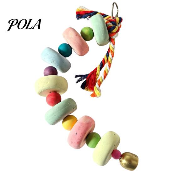 Parrot Beak Grinding Stone Stone, Colorful Beaded Chew Toy with Bell, Birdcage Care Hanging for African Grey Cockatiels Budgies Anxiety And