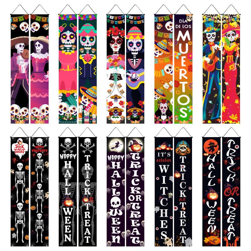 Мексиканский День мертвых Украшения для вечеринки Куплет Страшный День черепа Подвешивание флага Куплет Хэллоуин Куплет Украшения на Хэллоуин