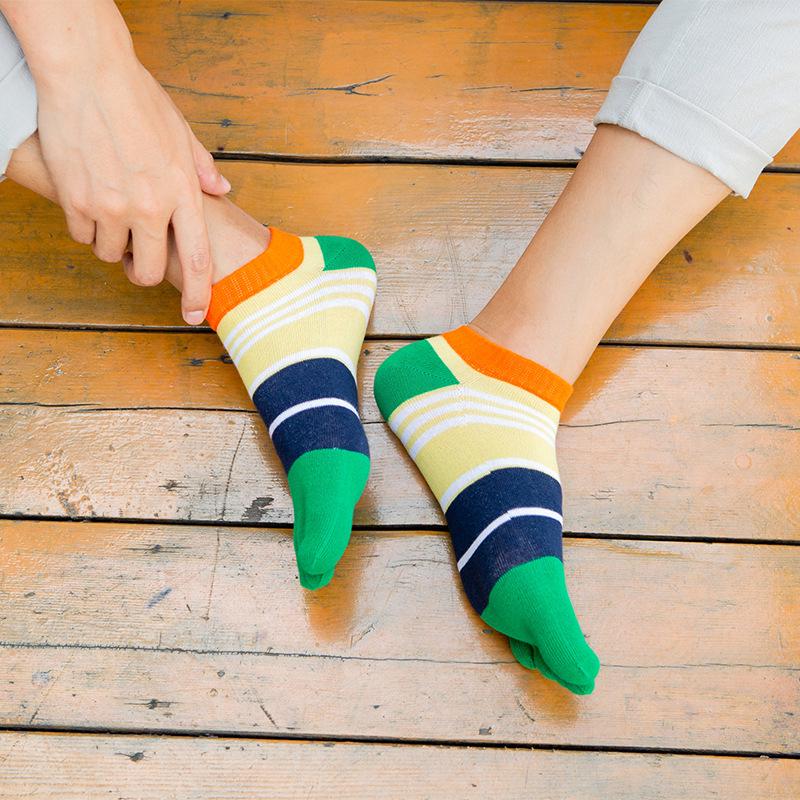 Men's Cotton Five-Toe Socks, All-Season, Short Tube, Low Waist, Sweat-Absorbent