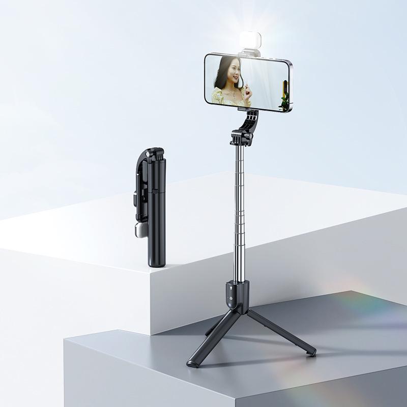 Bluetooth Selfie Stick with Remote, Tripod, Retractable Design & Fill Light for Mobile Streaming