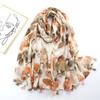 Autumn Fashion Ink Painting Floral Tassel Viscose Shawl Scarf Lady High Quality Wrap Pashmina Stole Bufandas Muslim Hijab Sjaal