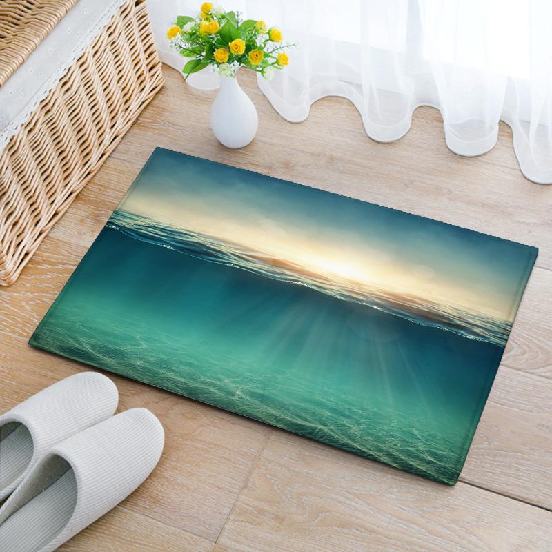 3D Коврик для пола с морской рябью для пляжа, нескользящий, для ванной, кухни, прихожей, из диатомита, декоративный коврик для ног для семьи