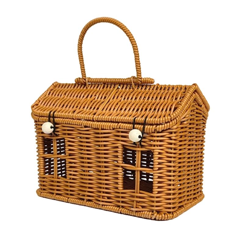 652F Creative House Designs Portable Rattan Organizers Bin Retro Decors Storage