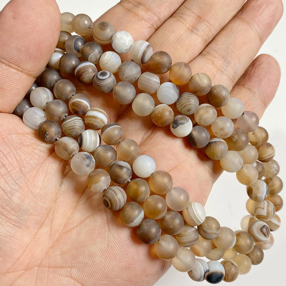 6 8 10 MM Matte Natural Stone Beads Polished Blue Stripes Agates Stone Beads Diy Spacer loose Beads for Jewelry Making bracelet