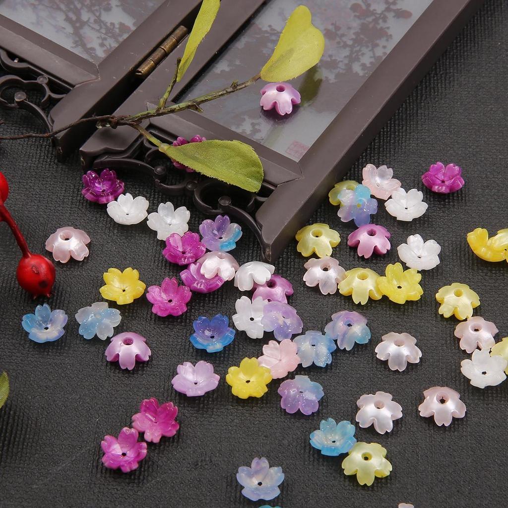 10pcs Acrylic Imitation Shell Flower Pendant Charm Beads for Jewelry Making Antique Accessories