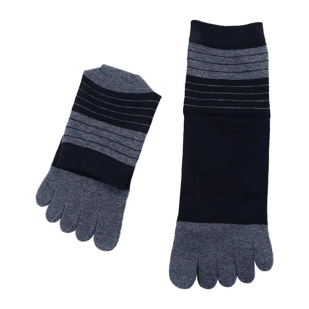 Fashion Deodorant Cotton Breathable Middle Tube Casual Man Socks Stripe Hosiery Socks With Toes Five Finger Socks