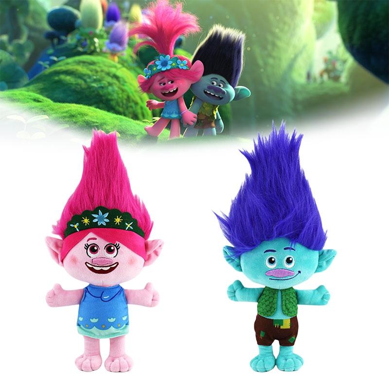 Trolls Band Together Plush Toy Adorable Cartoon Character 30cm Height Blue Hair Boy And Pink Hair Girl Perfect For Kids Ages 7-14