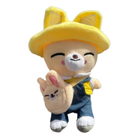 Cartoon Animal Plush Toy with Removable Clothes Backpack Pig Fox Chick Wolf Bear Cat Rabbit Dog Plushie Stuffed Animal Doll Band Fans Gift