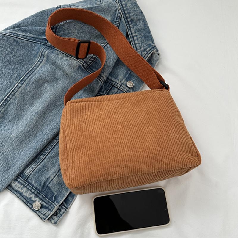 Сплошная вельветовая сумка через плечо, универсальная сумка на молнии, универсальная сумка через плечо для ручной клади