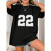 Number 22 Graphic Print Round Neck Short Sleeve T-shirt Girls and Boys Summer Casual Simple Short Sleeve T-shirt