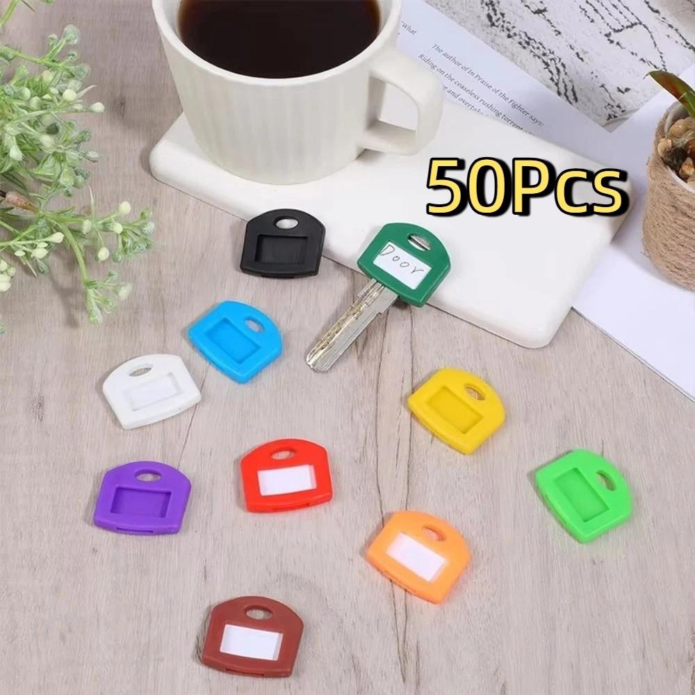 50Pcs Blank Printed Label Silicone Key Caps Colored Key Protectors Silicone Key Covers Office