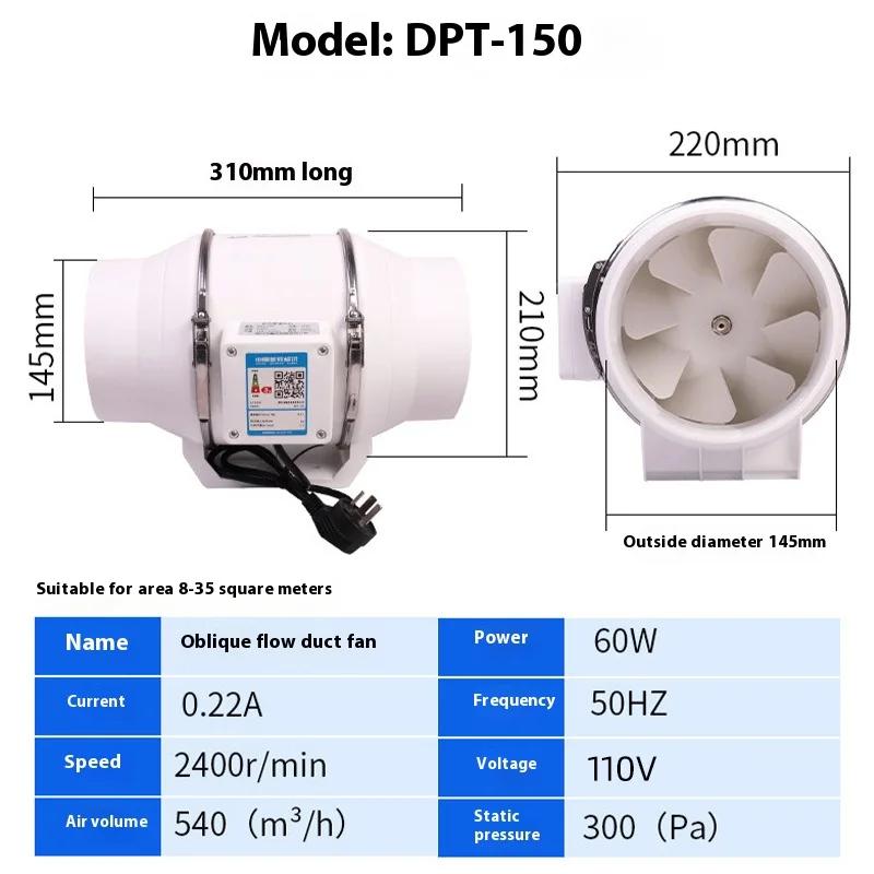 ZEXEF DPT-315 Высокоскоростной вытяжной вентилятор 1200 куб. футов в минуту Алюминиевый канальный бустерный вентилятор для коммерческой кухни, ванной комнаты, вентиляции