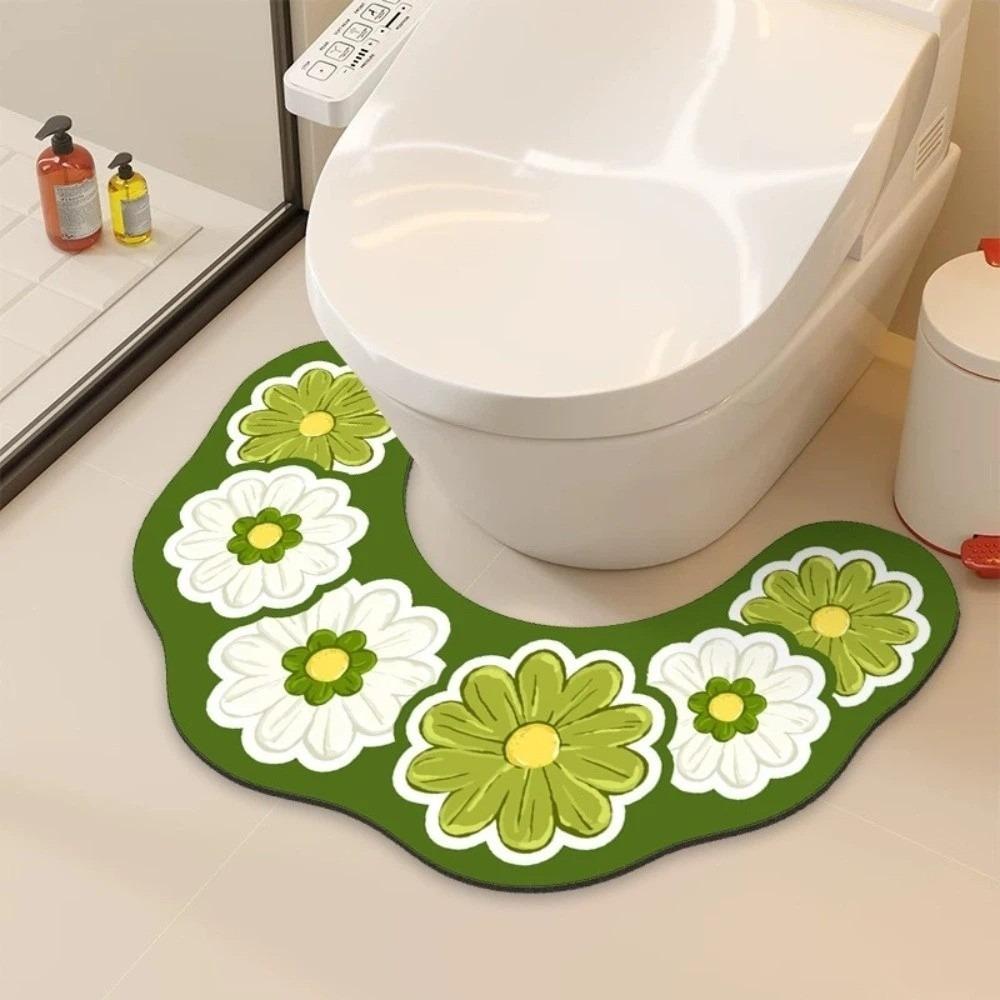 Anti Slip Bathroom Mat Water Absorbing U-shaped Floor Mat Beautiful Toilet Mat Toilet Room