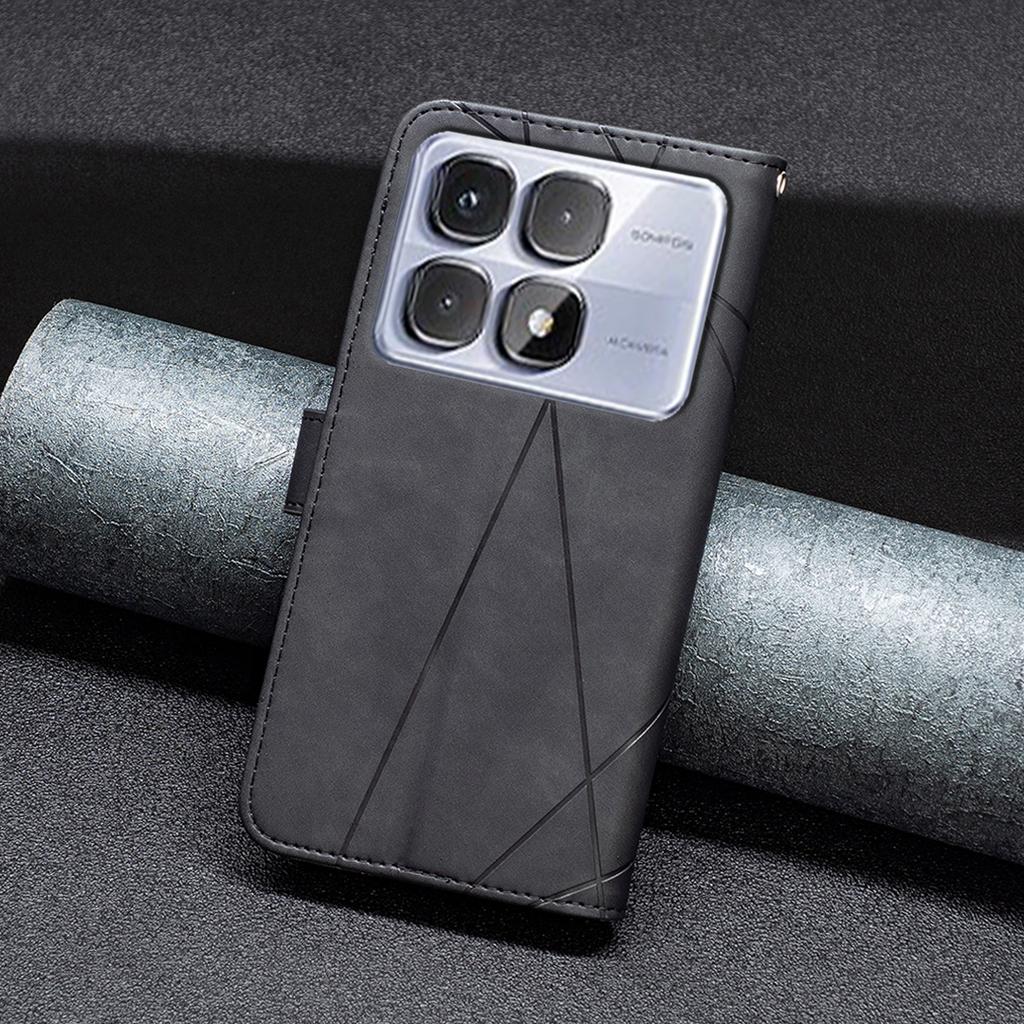For Xiaomi Redmi K70 Ultra Phone Cases Wallet Stand Geometry Imprint Leather Cover