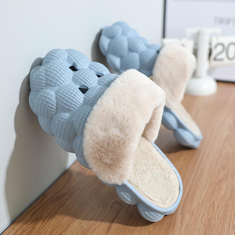 Модные зимние тапочки унисекс для женщин, домашние тапочки, мужские тапочки с пузырьками, массажные личи, дизайнерские теплые флисовые мужские сабо