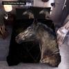 Пододеяльник с 3D-принтом в виде лошади, комплект постельного белья с изображением животных, двуспальный, двуспальный, размера «king-size», для детей и мужчин, черный, мягкий, наволочка
