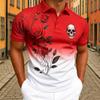 Men's Rose Floral Skull Print Polo Shirt Men's Outdoor Street Short Sleeve Tees Top Summer Home Casual T-shirt Men's and Women's Polo Shirt